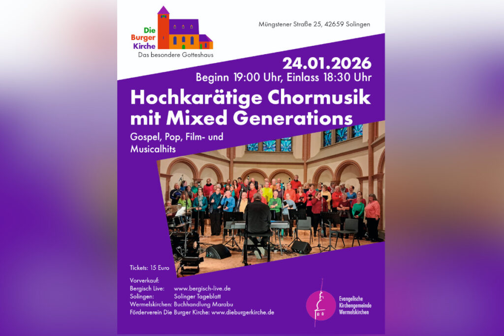 MIXED GENERATIONS – der größte Gospelchor Remscheids am 24.01.2026 in der Burger Kirche
