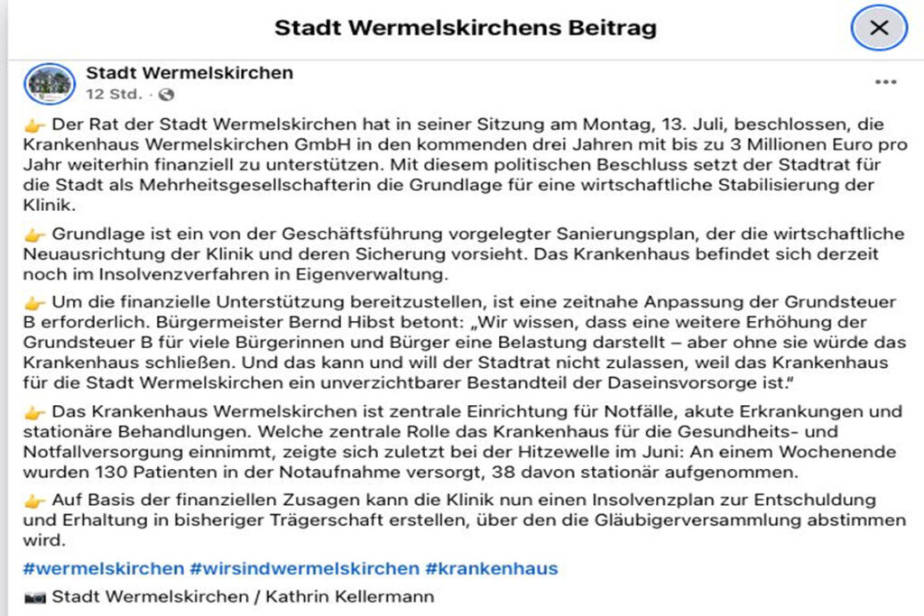 Das Krankenhaus ist gerettet
