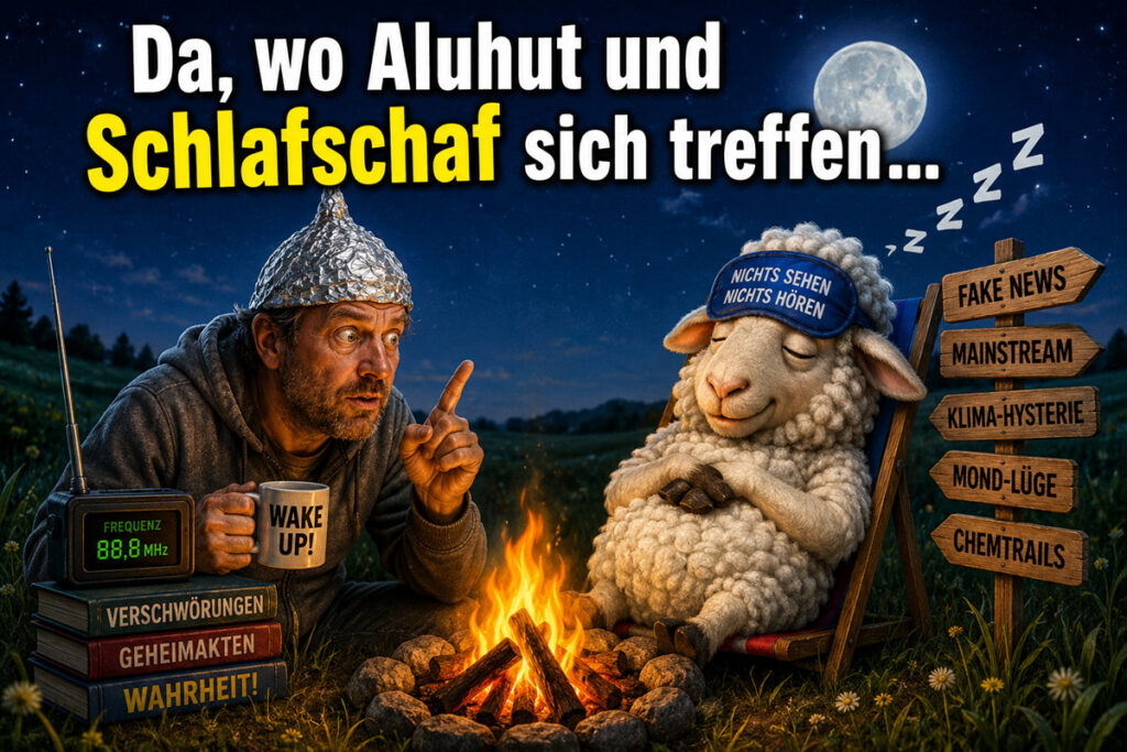 Da, wo Aluhut und Schlafschaf sich treffen…